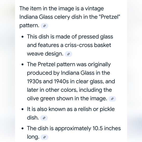 Indiana Glass Avacodo Green Pretzel Celery Dish EUC - Picture 3 of 3